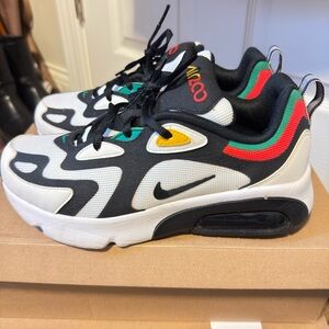 Nike Kids Black White Sneakers with Red Green Yellow Accents